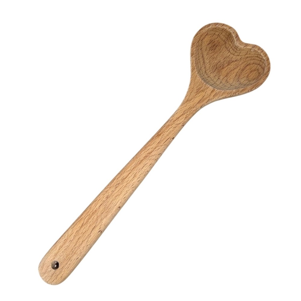Heart Shaped Wooden Spoon Hand Carved Natural Hardwood Kitchen Utensil Serving